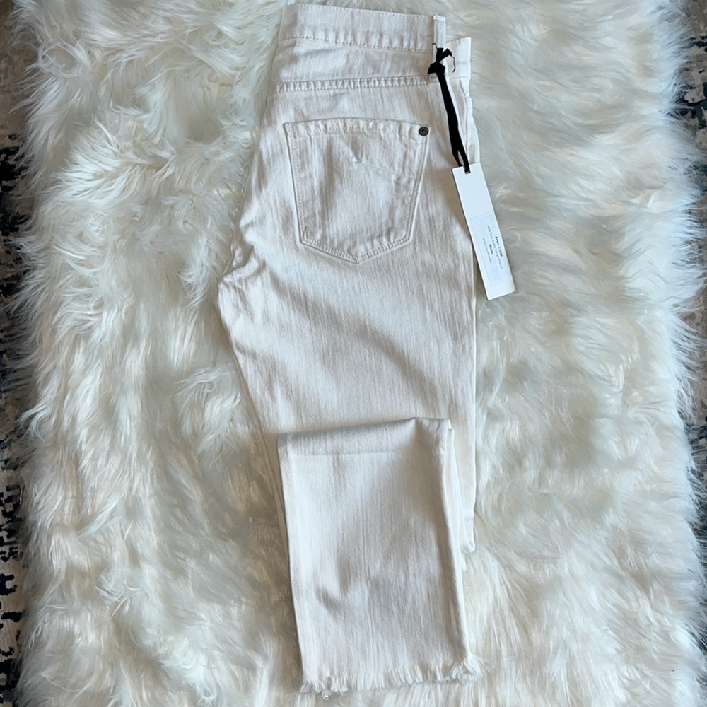 🆕 James Jeans Mid Rise Ciggy Jean Distressed Knee Frayed Hem White Size 25 - Picture 7 of 14